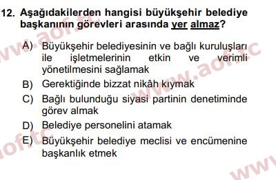 2020 Kentleşme ve Konut Politikaları Final 12. Çıkmış Sınav Sorusu