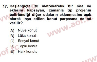 2020 Kentleşme ve Konut Politikaları Final 17. Çıkmış Sınav Sorusu