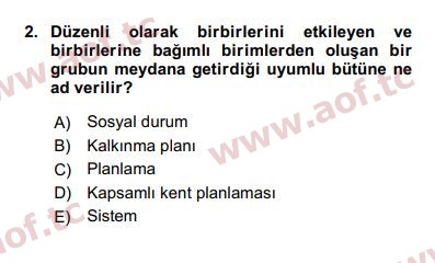 2020 Kentleşme ve Konut Politikaları Final 2. Çıkmış Sınav Sorusu