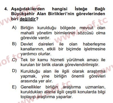 2020 Kentleşme ve Konut Politikaları Final 4. Çıkmış Sınav Sorusu