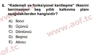 2020 Kentleşme ve Konut Politikaları Final 8. Çıkmış Sınav Sorusu