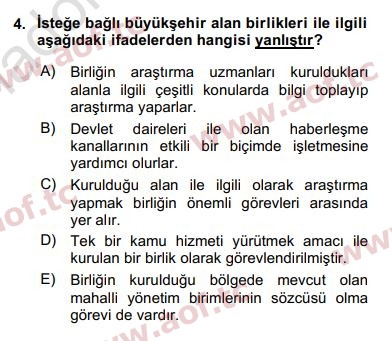 2020 Kentleşme ve Konut Politikaları Yaz Okulu 4. Çıkmış Sınav Sorusu