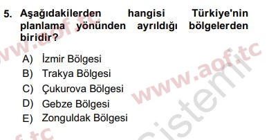 2020 Kentleşme ve Konut Politikaları Yaz Okulu 5. Çıkmış Sınav Sorusu