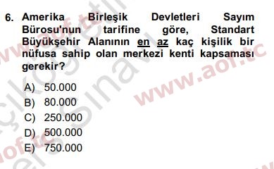 2020 Kentleşme ve Konut Politikaları Yaz Okulu 6. Çıkmış Sınav Sorusu