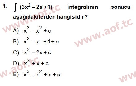 2014 Matematik 2 Arasınav 1. Çıkmış Sınav Sorusu