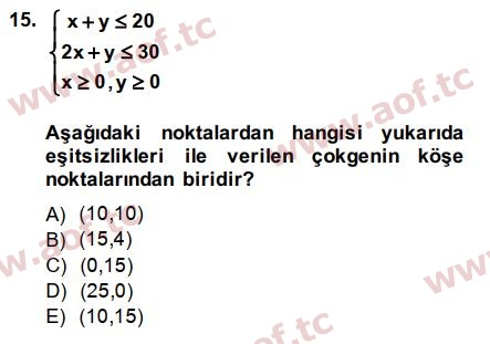 2014 Matematik 2 Arasınav 15. Çıkmış Sınav Sorusu