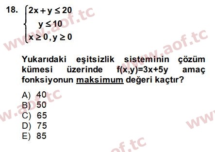 2014 Matematik 2 Arasınav 18. Çıkmış Sınav Sorusu