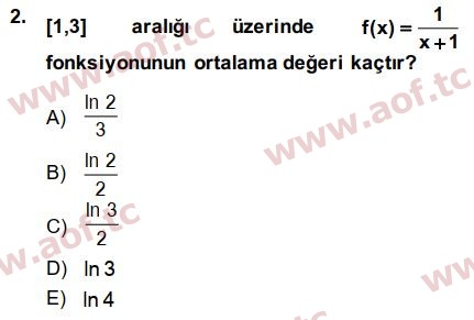 2014 Matematik 2 Arasınav 2. Çıkmış Sınav Sorusu