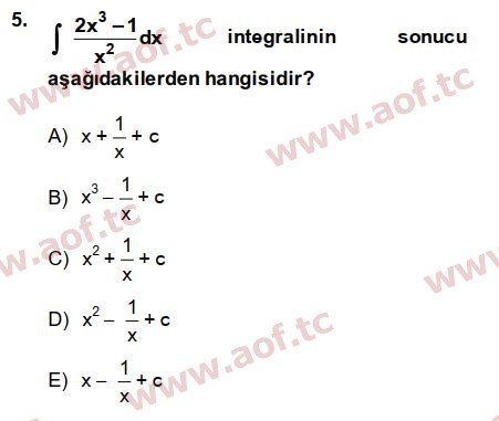 2014 Matematik 2 Arasınav 5. Çıkmış Sınav Sorusu