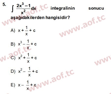 2014 Matematik 2 Arasınav 5. Çıkmış Sınav Sorusu