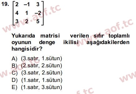 2014 Matematik 2 Final 19. Çıkmış Sınav Sorusu