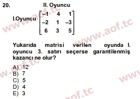 2014 Matematik 2 Final 20. Çıkmış Sınav Sorusu