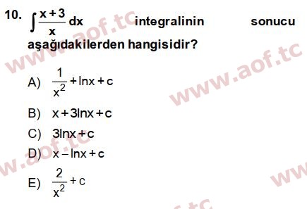 2015 Matematik 2 Arasınav 10. Çıkmış Sınav Sorusu