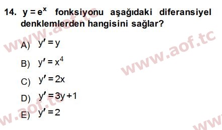 2015 Matematik 2 Arasınav 14. Çıkmış Sınav Sorusu