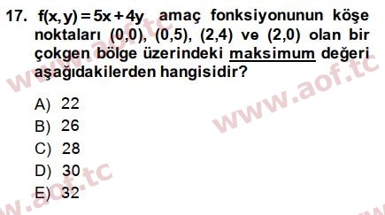 2015 Matematik 2 Arasınav 17. Çıkmış Sınav Sorusu