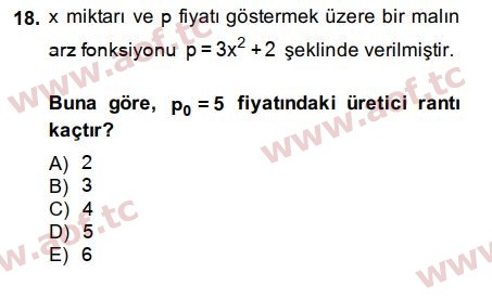 2015 Matematik 2 Arasınav 18. Çıkmış Sınav Sorusu