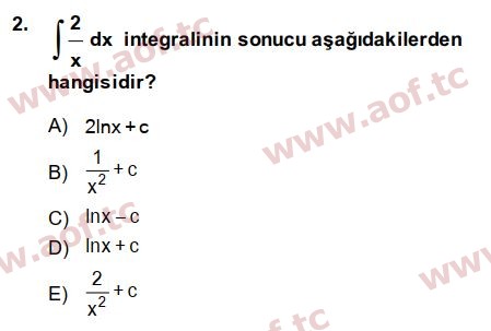 2015 Matematik 2 Arasınav 2. Çıkmış Sınav Sorusu