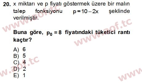 2015 Matematik 2 Arasınav 20. Çıkmış Sınav Sorusu