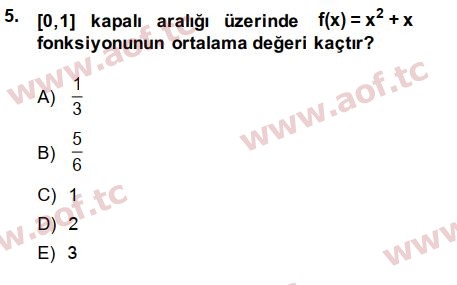 2015 Matematik 2 Arasınav 5. Çıkmış Sınav Sorusu