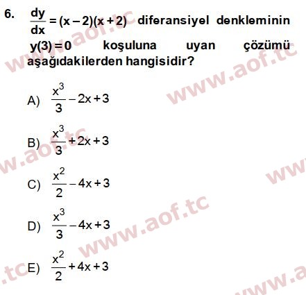 2015 Matematik 2 Arasınav 6. Çıkmış Sınav Sorusu