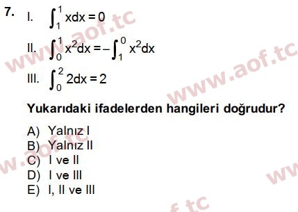 2015 Matematik 2 Arasınav 7. Çıkmış Sınav Sorusu