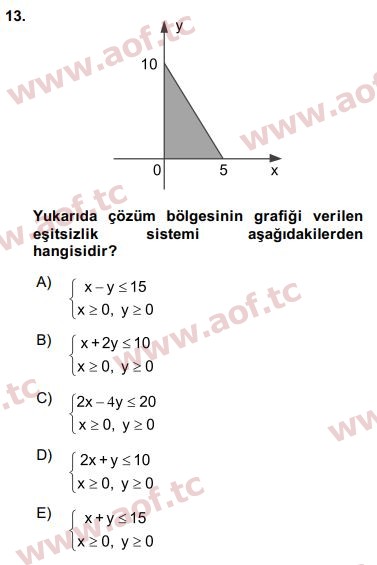 2016 Matematik 2 Arasınav 13. Çıkmış Sınav Sorusu