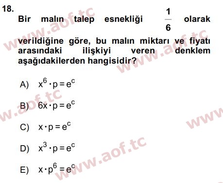 2016 Matematik 2 Arasınav 18. Çıkmış Sınav Sorusu