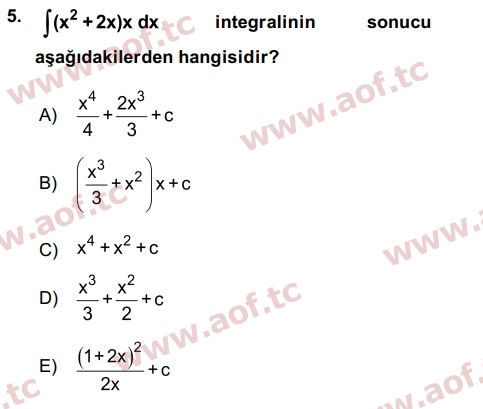 2016 Matematik 2 Arasınav 5. Çıkmış Sınav Sorusu