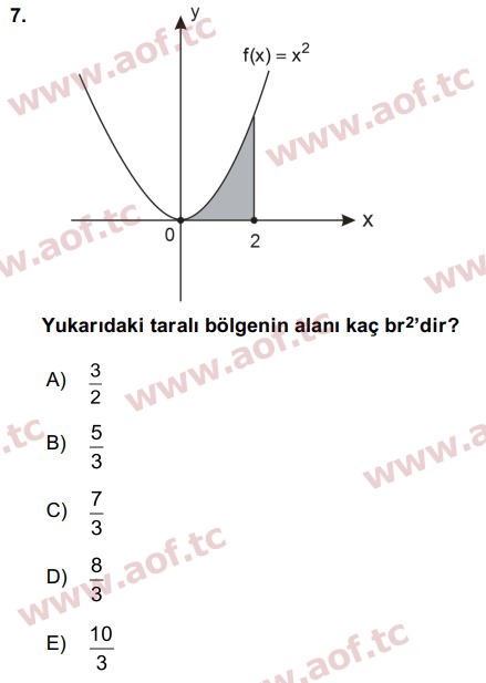 2016 Matematik 2 Arasınav 7. Çıkmış Sınav Sorusu