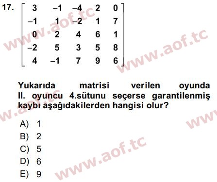 2016 Matematik 2 Final 17. Çıkmış Sınav Sorusu