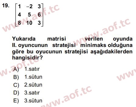 2016 Matematik 2 Final 19. Çıkmış Sınav Sorusu