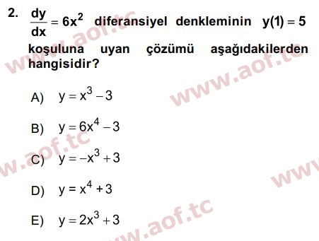 2016 Matematik 2 Final 2. Çıkmış Sınav Sorusu