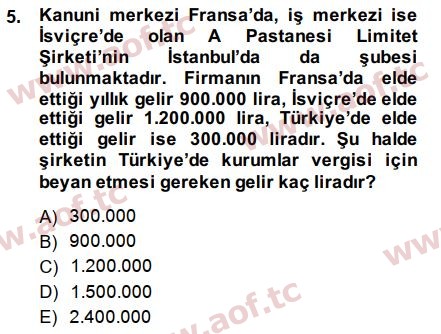 2015 mly201u turk vergi sistemi cikmis sinav sorulari final aof cikmis sinav sorulari