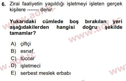 2019 Türk Vergi Sistemi Arasınav 6. Çıkmış Sınav Sorusu