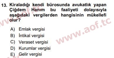 2020 Türk Vergi Sistemi Arasınav 13. Çıkmış Sınav Sorusu