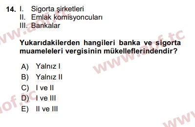 2020 Türk Vergi Sistemi Final 14. Çıkmış Sınav Sorusu