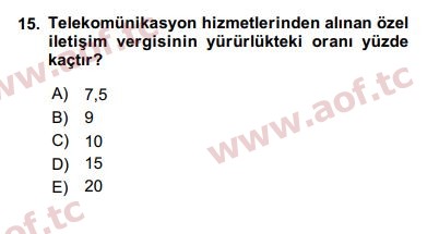 2020 Türk Vergi Sistemi Final 15. Çıkmış Sınav Sorusu