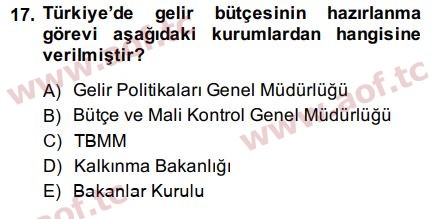 2015 Kamu Maliyesi Final 17. Çıkmış Sınav Sorusu