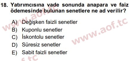 2016 Kamu Maliyesi Final 18. Çıkmış Sınav Sorusu