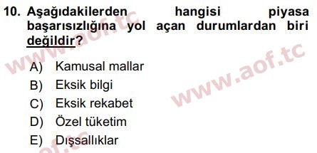 2017 Kamu Maliyesi Arasınav 10. Çıkmış Sınav Sorusu