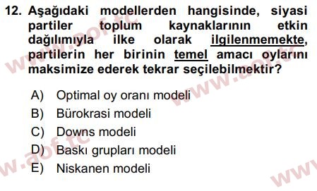 2017 Kamu Maliyesi Arasınav 12. Çıkmış Sınav Sorusu