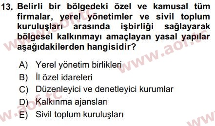 2017 Kamu Maliyesi Arasınav 13. Çıkmış Sınav Sorusu