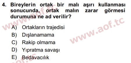 2017 Kamu Maliyesi Arasınav 4. Çıkmış Sınav Sorusu