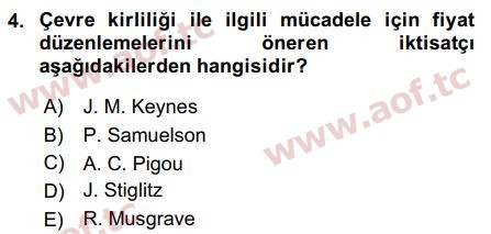 2017 Kamu Maliyesi Final 4. Çıkmış Sınav Sorusu