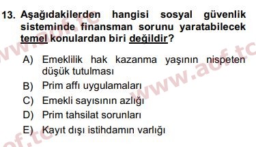 2019 Kamu Maliyesi Arasınav 13. Çıkmış Sınav Sorusu