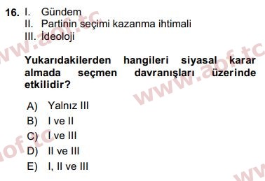 2019 Kamu Maliyesi Arasınav 16. Çıkmış Sınav Sorusu