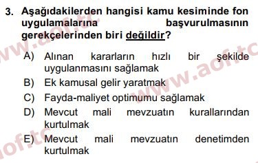 2019 Kamu Maliyesi Final 3. Çıkmış Sınav Sorusu