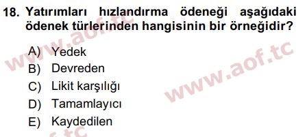 2018 Devlet Bütçesi Final 18. Çıkmış Sınav Sorusu