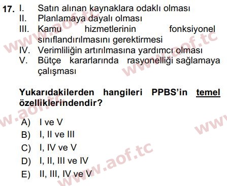 2019 Devlet Bütçesi Arasınav 17. Çıkmış Sınav Sorusu