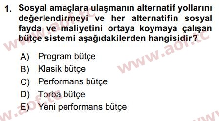 2019 Devlet Bütçesi Final 1. Çıkmış Sınav Sorusu